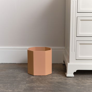 Peach Wooden Octagonal Edge Waste Paper Bin