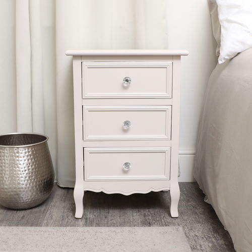 Taupe-Pink 3 Drawer Bedside Table - Victoria Taupe-Pink Range - Seconds - Colour Mismatch