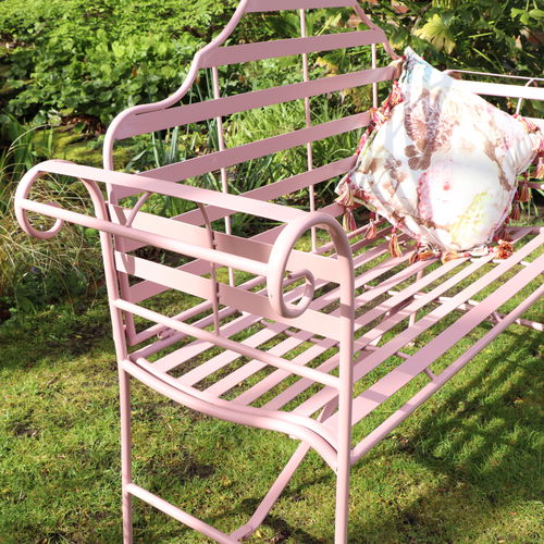 Pink Arched Metal Garden Bench