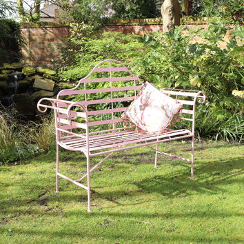 Pink Arched Metal Garden Bench