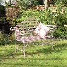 Pink Arched Metal Garden Bench