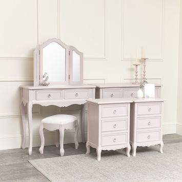  Pink Bedroom Furniture Set Large 6 Drawer Chest of Drawers, Dressing Table Set & Pair of Bedside Tables - Victoria Pink Range