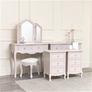 Pink Bedroom Furniture Set Large 6 Drawer Chest of Drawers, Dressing Table Set & Pair of Bedside Tables - Victoria Pink Range