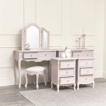  Pink Bedroom Furniture Set Large 6 Drawer Chest of Drawers, Dressing Table Set & Pair of Bedside Tables - Victoria Pink Range