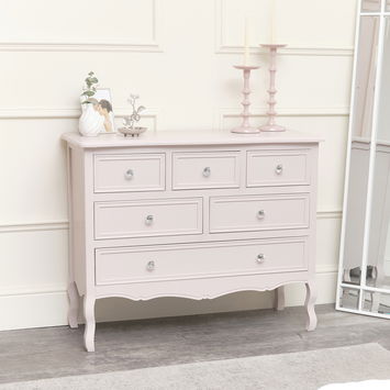  Pink Bedroom Furniture Set Large 6 Drawer Chest of Drawers, Dressing Table Set & Pair of Bedside Tables - Victoria Pink Range