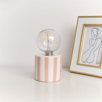 Pink Cabana Stripe LED Desk Lamp 18cm