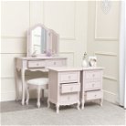 Pink Dressing Table, Mirror, Stool & Pair Bedside Tables - Victoria Pink Range