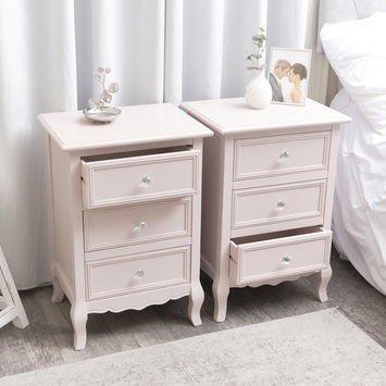 Pink Dressing Table, Mirror, Stool & Pair Bedside Tables - Victoria Pink Range