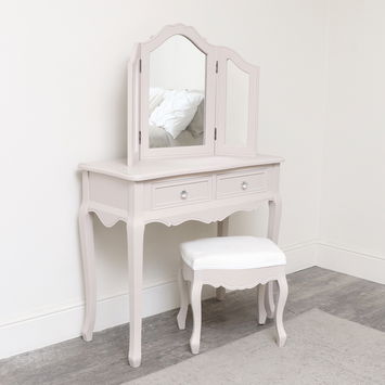 Taupe-Pink Dressing Table, Mirror, Stool Set - Victoria Taupe-Pink Range - Seconds - Colour Mismatch