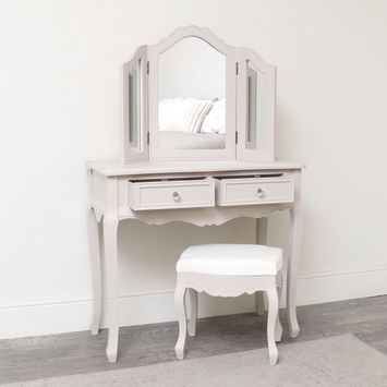 Taupe-Pink Dressing Table, Mirror, Stool Set - Victoria Taupe-Pink Range - Seconds - Colour Mismatch