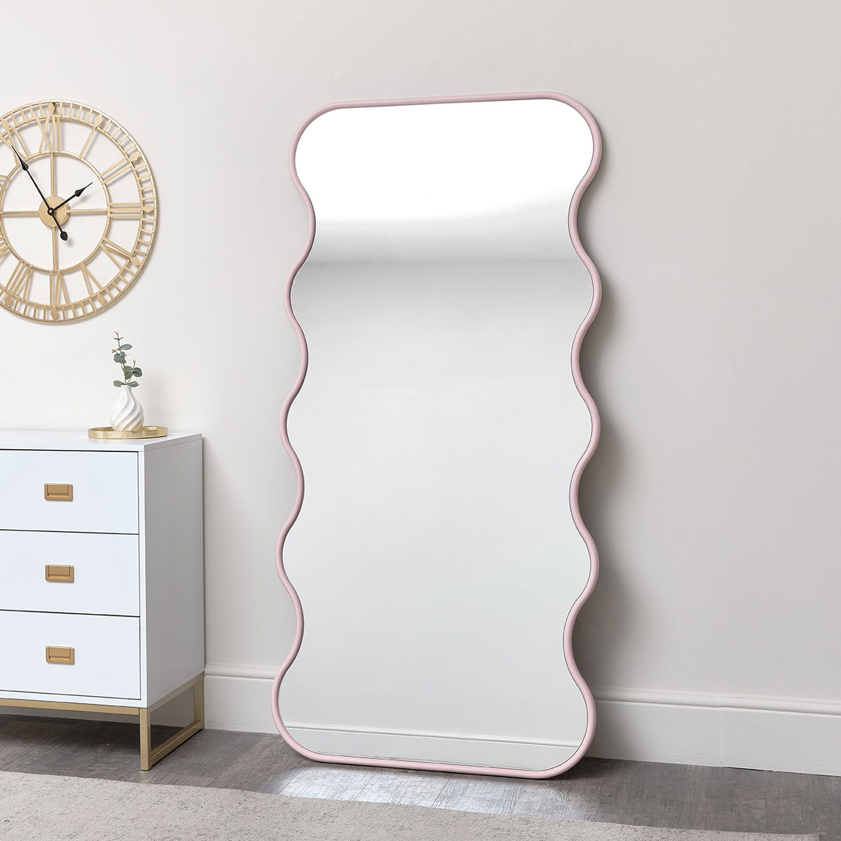 Pink Full Length Wave Mirror 163cm x 80cm Melody Maison