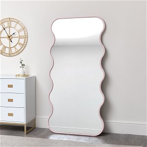 Pink Full Length Wave Mirror - 163cm x 80cm