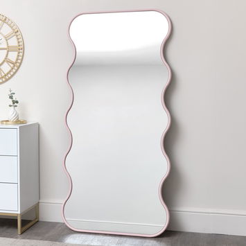 Pink Full Length Wave Mirror - 163cm x 80cm