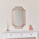 Pink Glass Art Deco Rectangle Wall Mirror - 80cm x 50cm