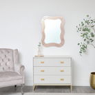 Pink Glass Art Deco Wavy Wall Mirror - 80cm x 60cm