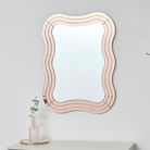 Pink Glass Art Deco Wavy Wall Mirror - 80cm x 60cm