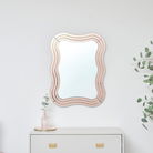 Pink Glass Art Deco Wavy Wall Mirror - 80cm x 60cm