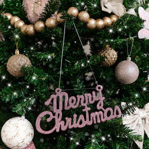 Pink Glitter Merry Christmas Sign