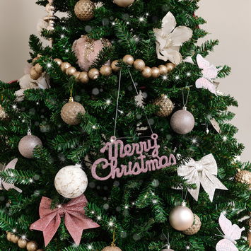 Pink Glitter Merry Christmas Sign