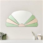 Pink & Green Arched Art Deco Wall Mirror 96xcm x 48cm