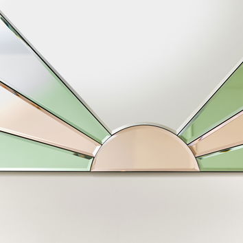 Pink & Green Arched Wall Mirror