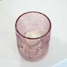 Pink Leaf Embossed Glass Candle Holder