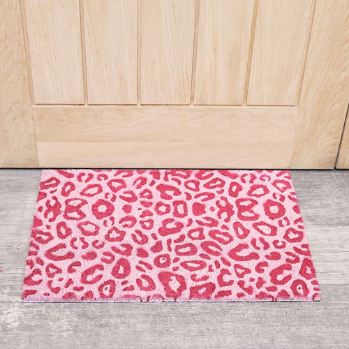 Pink Leopard Print Coir Door Mat