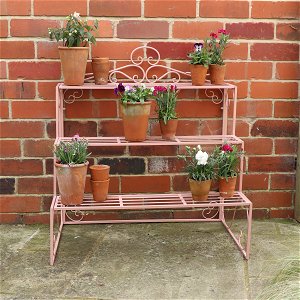 Pink Metal Three Tier Plant Stand