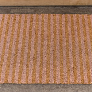 Pink & Natural Stripe Print Coir Door Mat