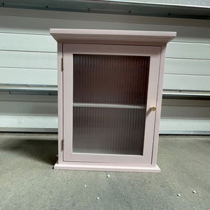 Pink Reeded Glass Fronted Wall Cabinet - Damaged Seconds