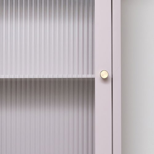 Pink Reeded Glass Fronted Wall Cabinet