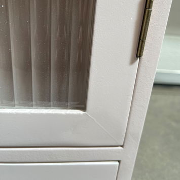 Pink Reeded Glass Wall Cabinet with Drawers