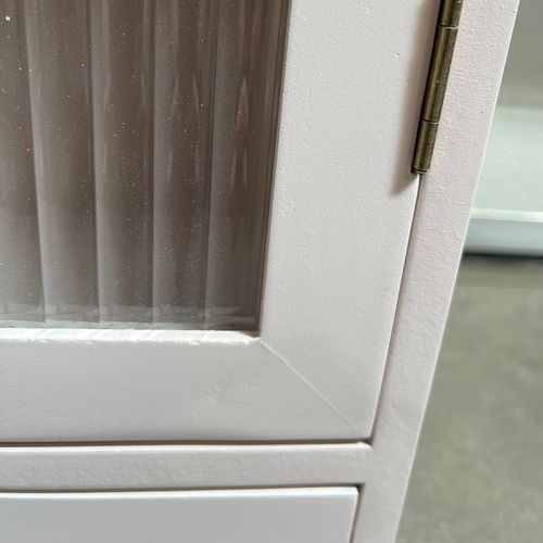 Pink Reeded Glass Wall Cabinet with Drawers - Damaged Seconds