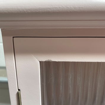 Pink Reeded Glass Wall Cabinet with Drawers