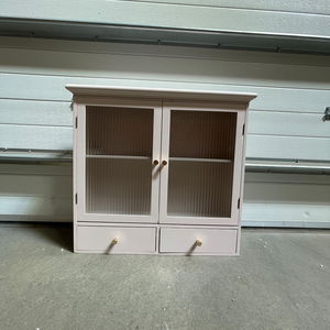 Pink Reeded Glass Wall Cabinet with Drawers - Damaged Seconds