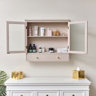 Pink Reeded Glass Wall Cabinet with Drawers