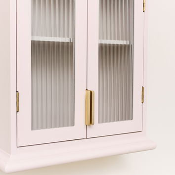 Pink Reeded Glass Wall Cabinet