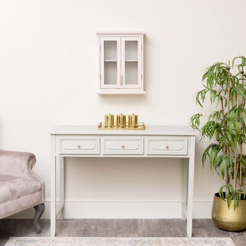 Pink Reeded Glass Wall Cabinet