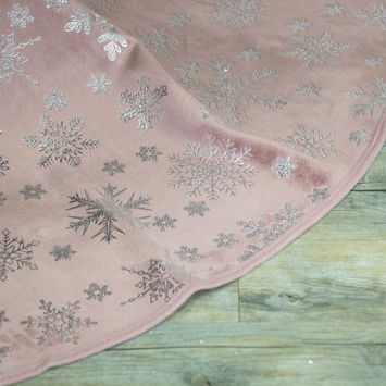 Pink Silver Snowflake Velvet Christmas Tree Skirt - 118cm