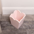 Pink Wooden Scalloped Edge Waste Paper Bin