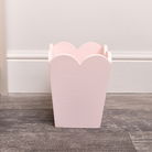 Pink Wooden Scalloped Edge Waste Paper Bin