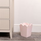 Pink Wooden Scalloped Edge Waste Paper Bin