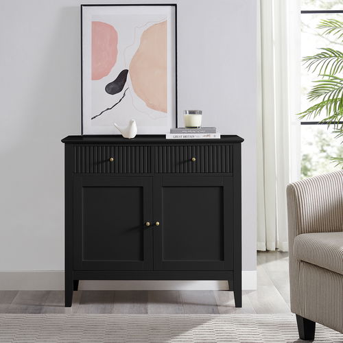 Black Two Door Two Drawer Sideboard - Hales Black Range