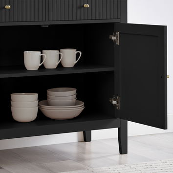 Prince Fluted 2 Doors 2 Drawers Sideboard Black