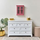 Raspberry Pink Reeded Glass Wall Cabinet