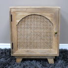 Rattan Cane Fronted Wooden Bedside Table