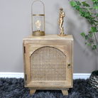Rattan Cane Fronted Wooden Bedside Table