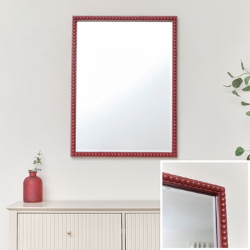 Rectangle Brick Red Bobbin Bobble Wall Mirror 62cm x 82cm