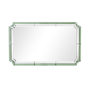 Rectangle Green Glass Art Deco Wall Mirror 60cm x 100cm