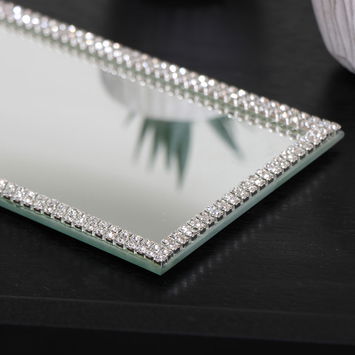 Rectangle Jewelled Mirrored Display Plate Tray